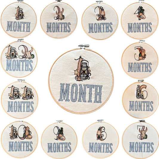 Custom Embroidered Monthly Milestone Tags for Babies